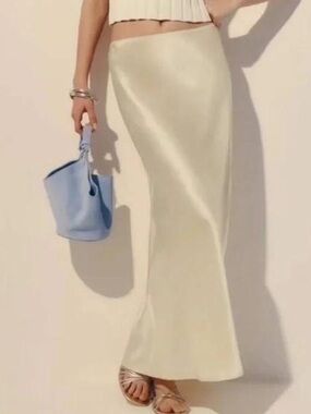 Reformation Layla silk skirt in color sugar